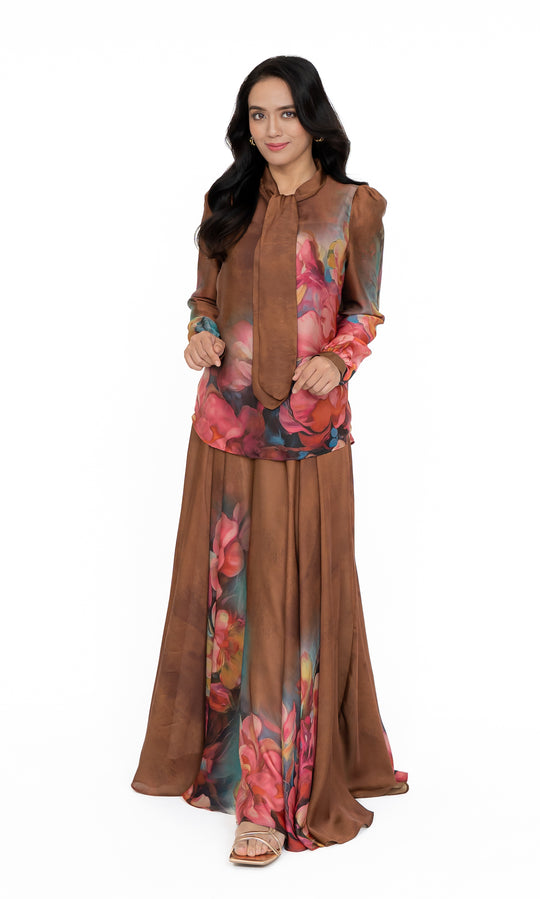 Elina Bow Top in Rust Brown