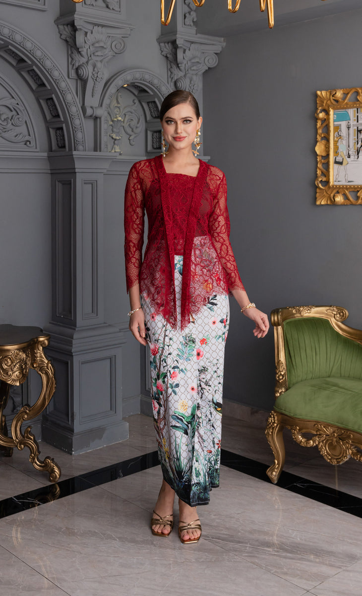 Relive Lace Kebaya in Jester Red – LARNEY - Main Image