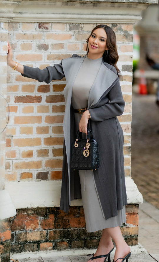 Miss Iconic Dual Cardigan in Magnet Grey and Grey
