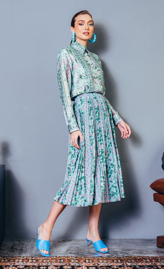 Marisa Pleated Skirt in Mint