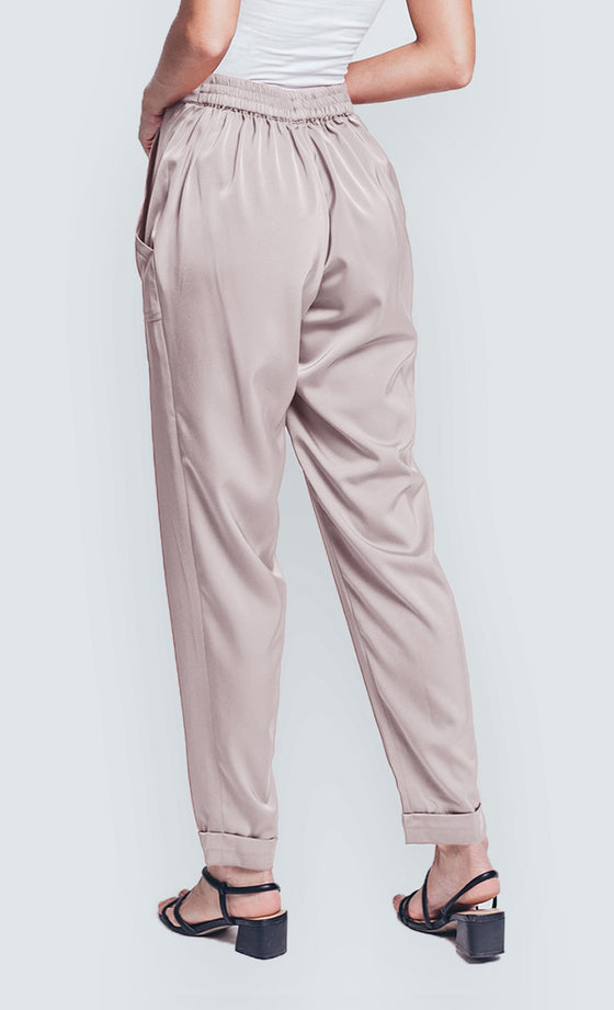 Daphne Satin Pants in Champagne
