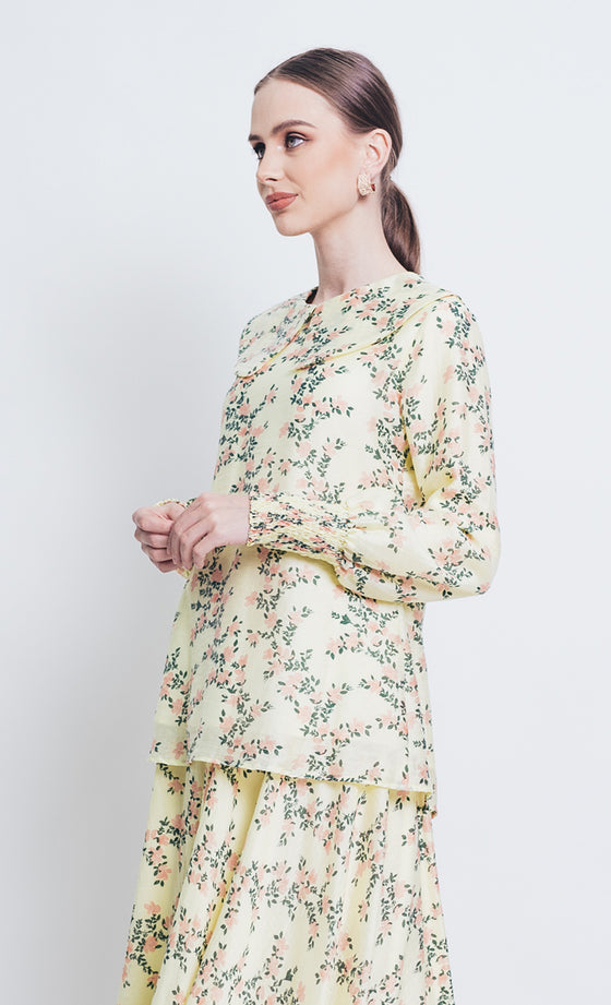 Larney Grace Floral Top in Yellow