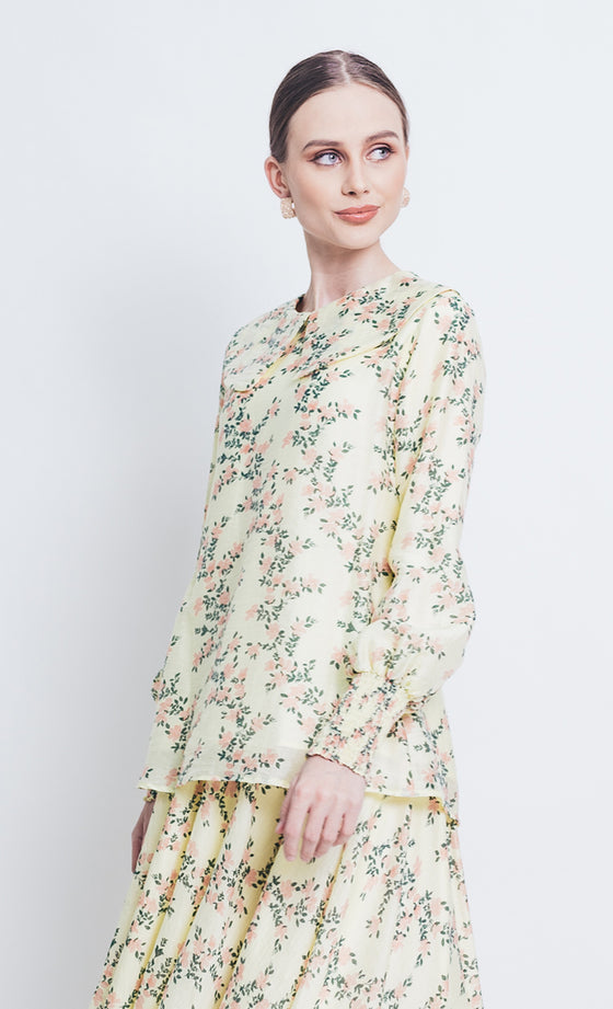 Larney Grace Floral Top in Yellow