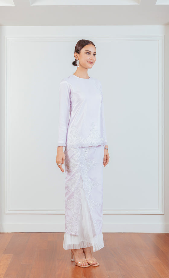 Vaccine Embroidery Kurung 2.0 in Pastel Lilac