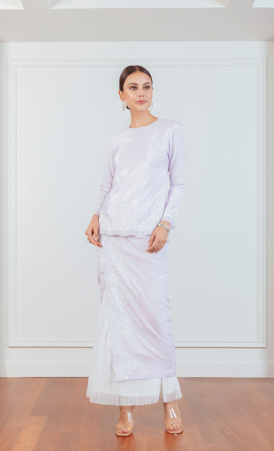 Vaccine Embroidery Kurung 2.0 in Pastel Lilac