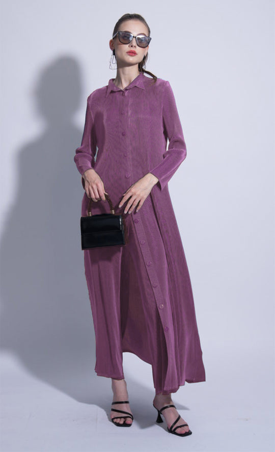 Miss Lush Long Shirt in Mauve Purple