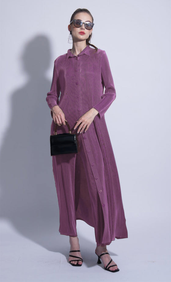 Miss Lush Long Shirt in Mauve Purple