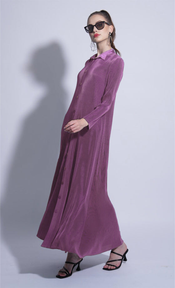 Miss Lush Long Shirt in Mauve Purple