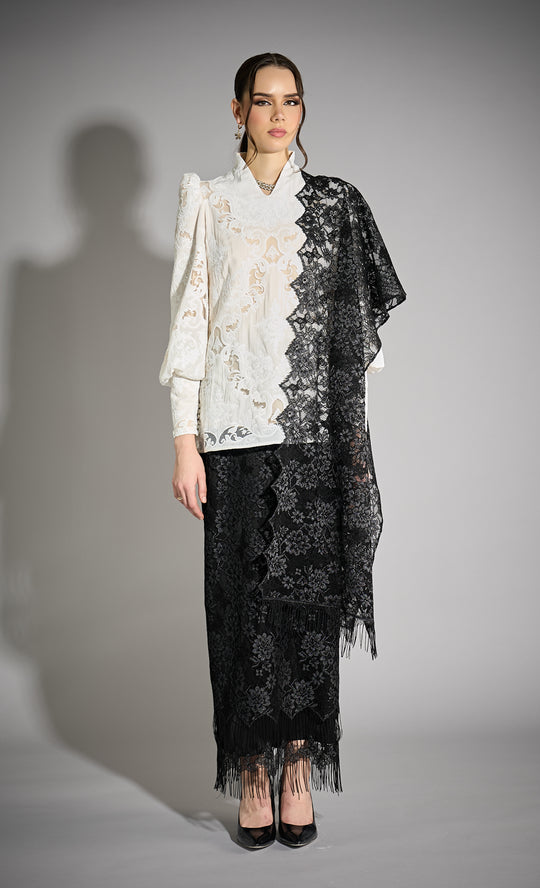 Lumi Fringe Skirt in Jet Black
