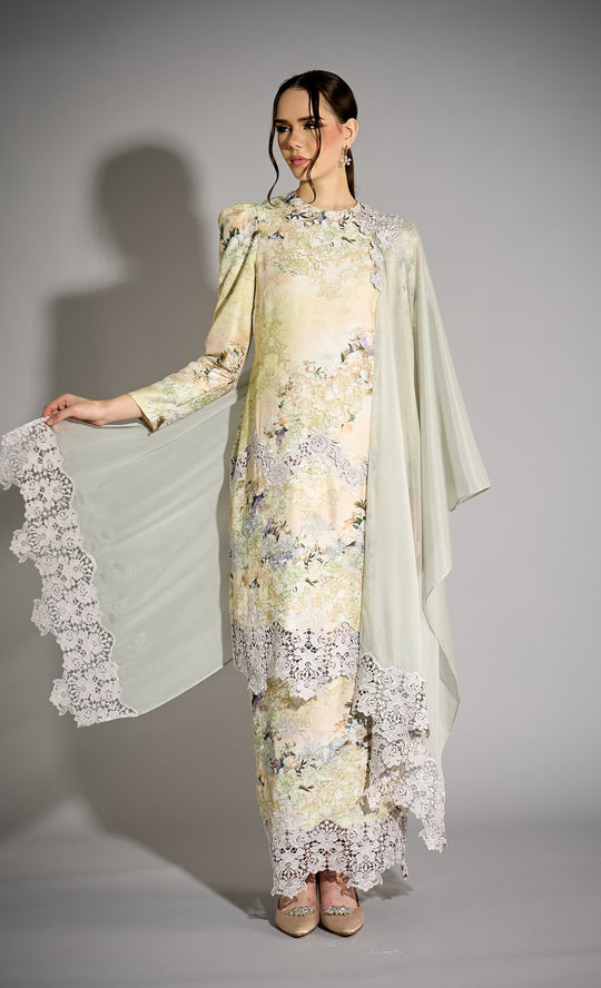 Glow Kurung in Lime Yellow