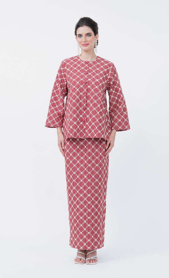 Urban Kurung in Raspberry Red