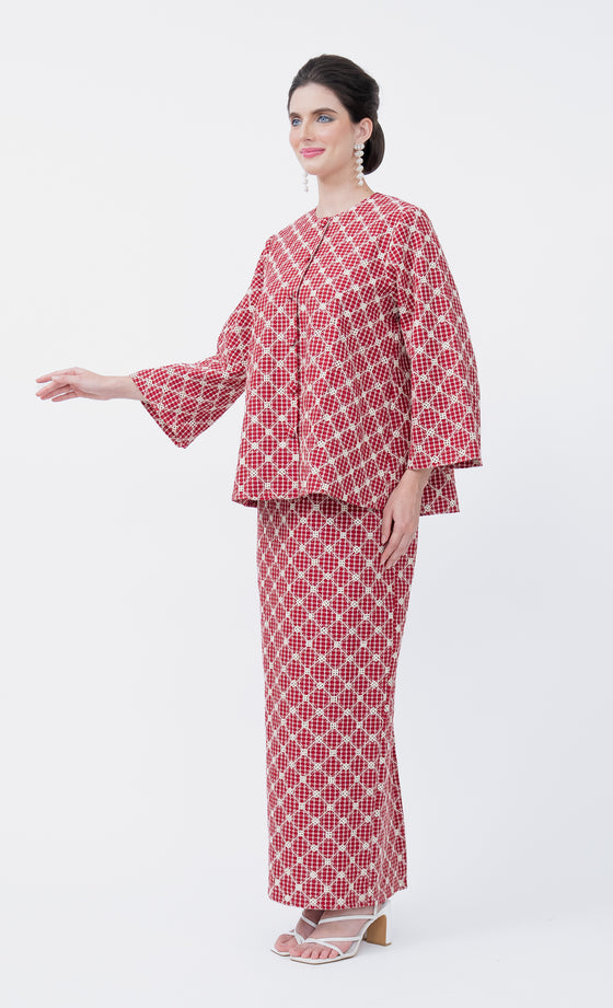 Urban Kurung in Raspberry Red