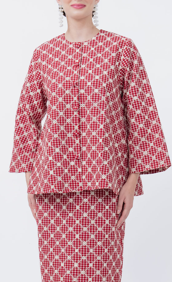 Urban Kurung in Raspberry Red