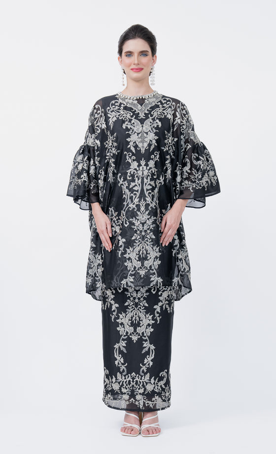 Glam Kurung in Black Iris