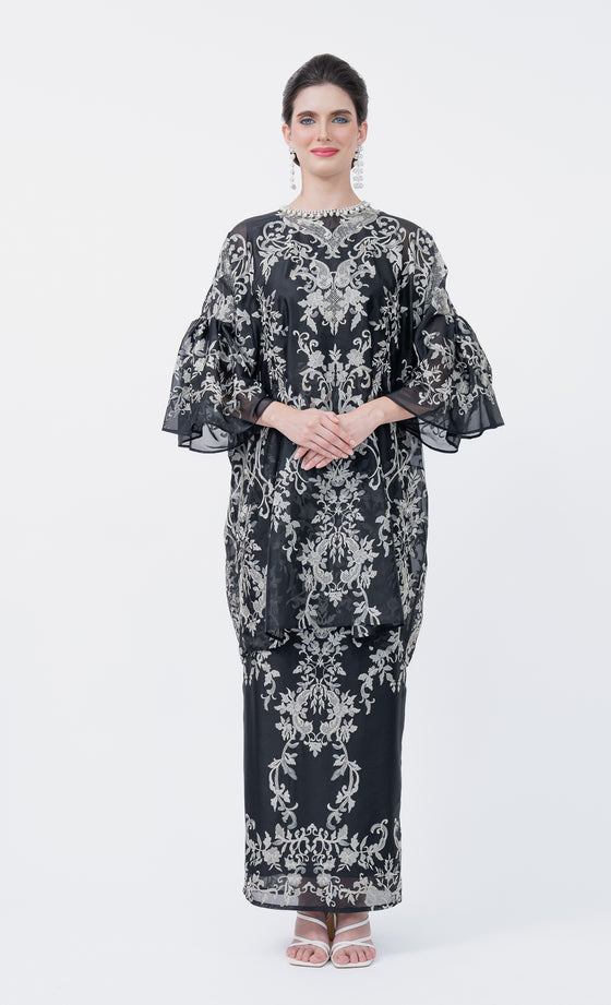 Glam Kurung in Black Iris