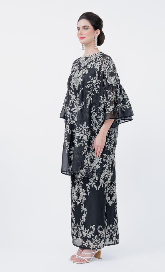 Glam Kurung in Black Iris