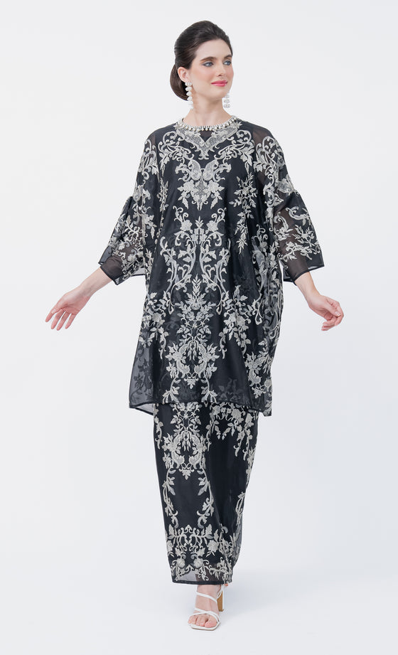 Glam Kurung in Black Iris