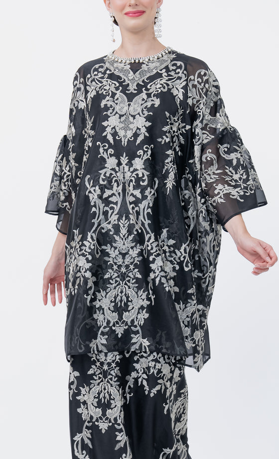 Glam Kurung in Black Iris