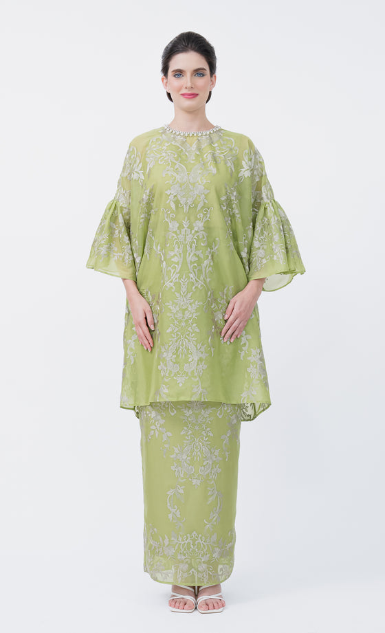 Glam Kurung in Citron Green