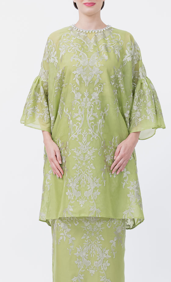 Glam Kurung in Citron Green