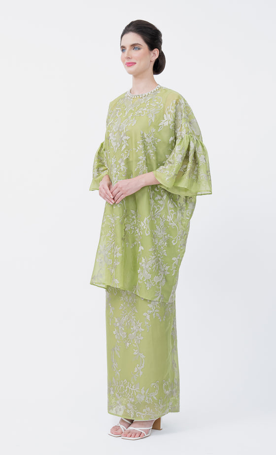 Glam Kurung in Citron Green