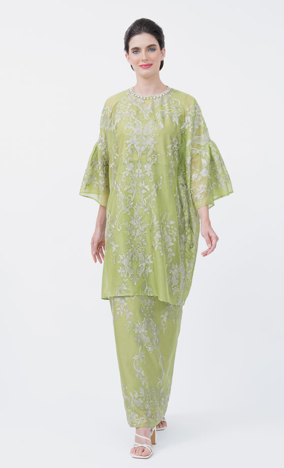 Glam Kurung in Citron Green