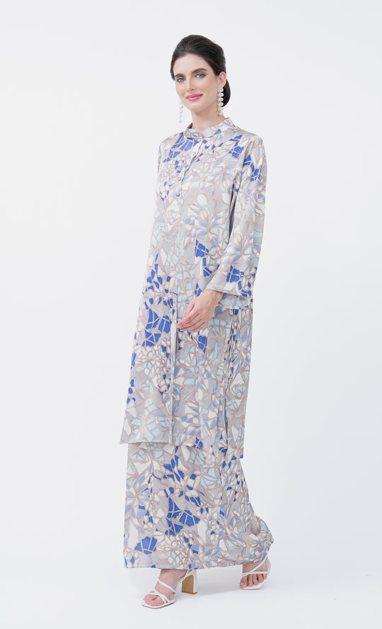 Geo Kurung in Imperial Blue