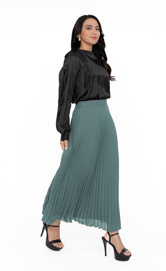 Aria Pleated Skirt in Frosty Blue