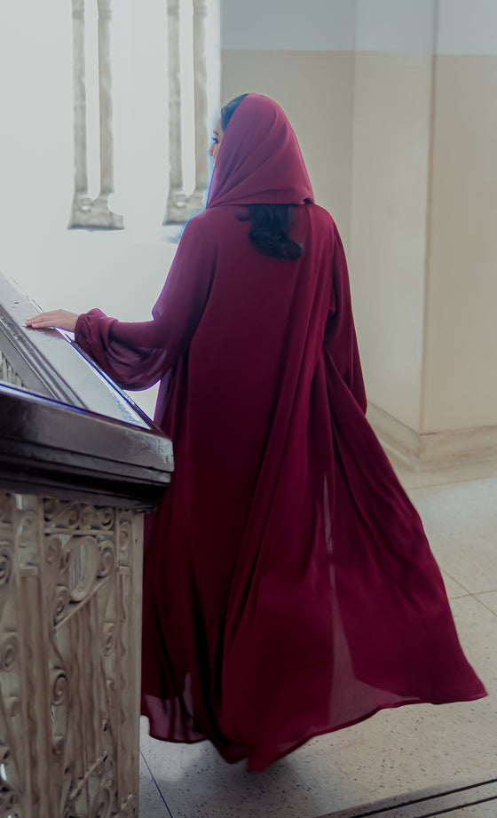 Lady Rania Abaya in Merlot Red