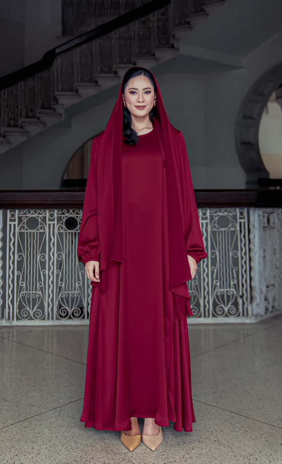 Lady Rania Abaya in Merlot Red