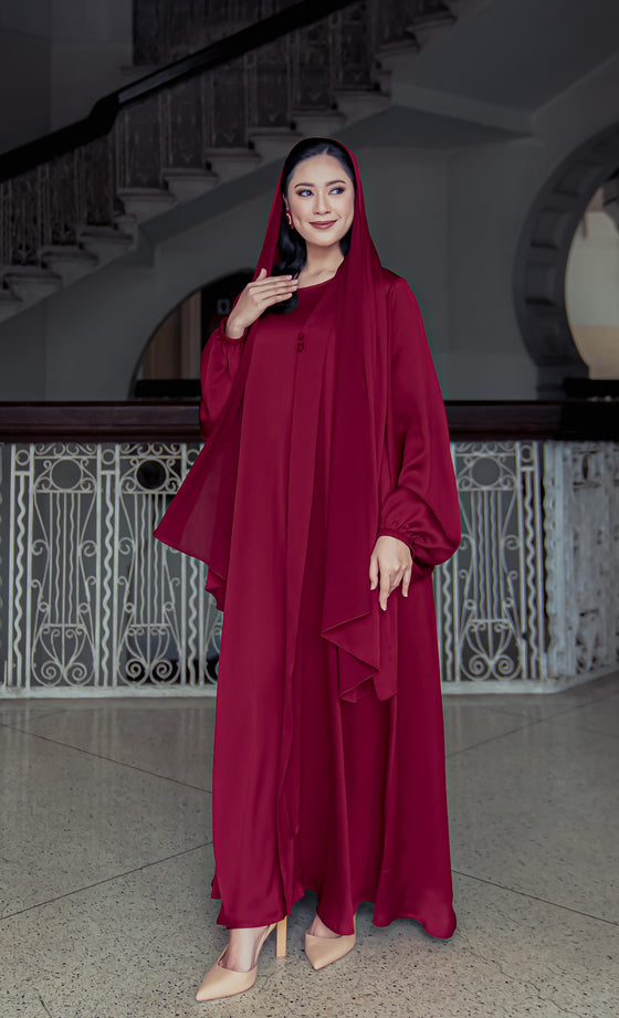 Lady Rania Abaya in Merlot Red