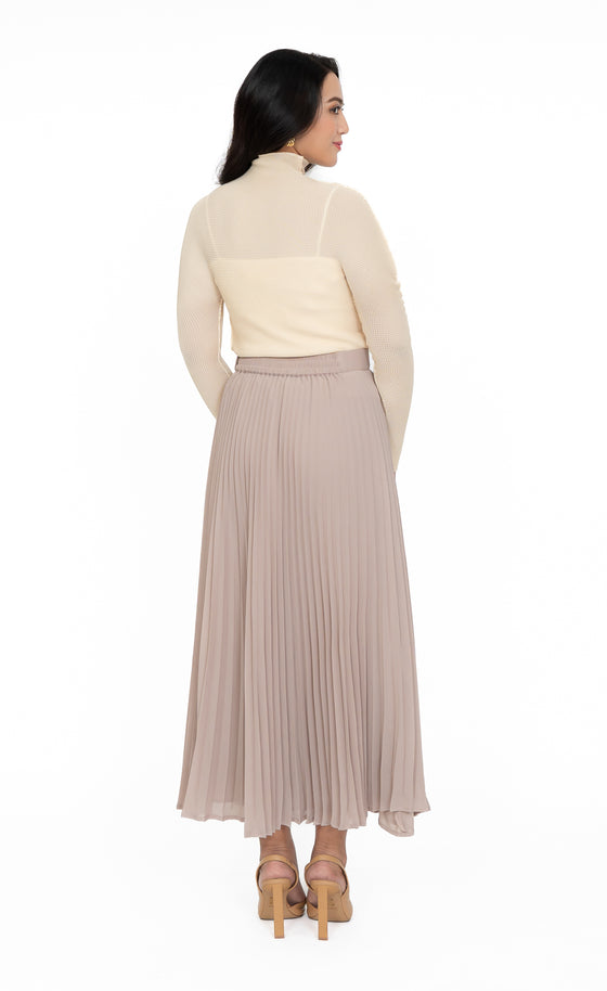 Aria Pleated Skirt in Light Taupe
