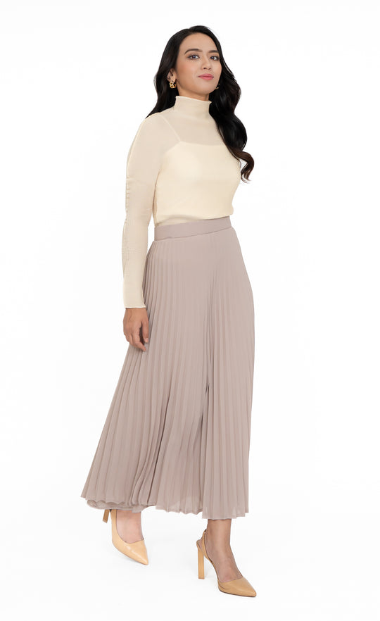 Aria Pleated Skirt in Light Taupe
