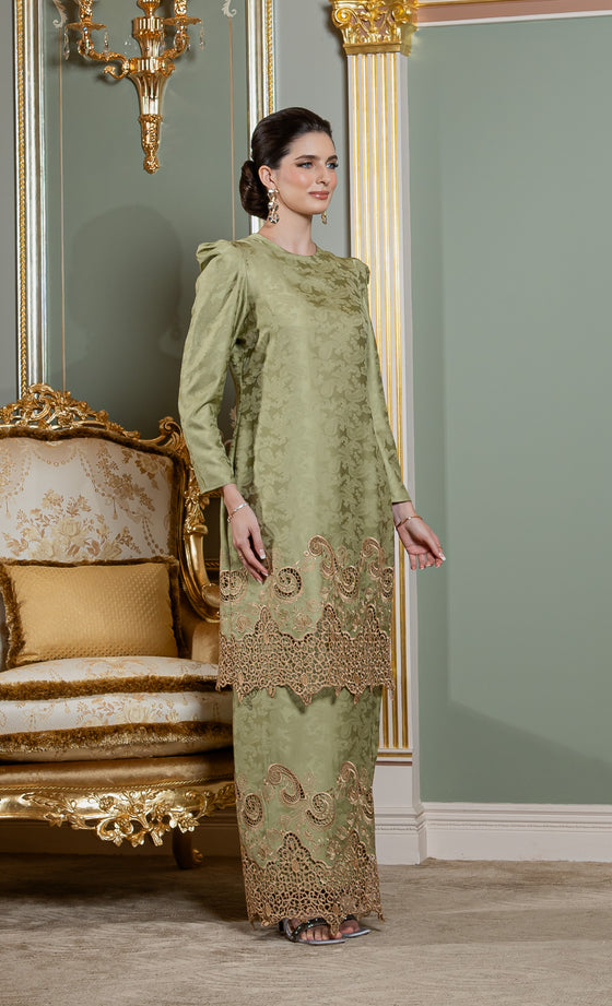 Divina Kurung in Moss Green