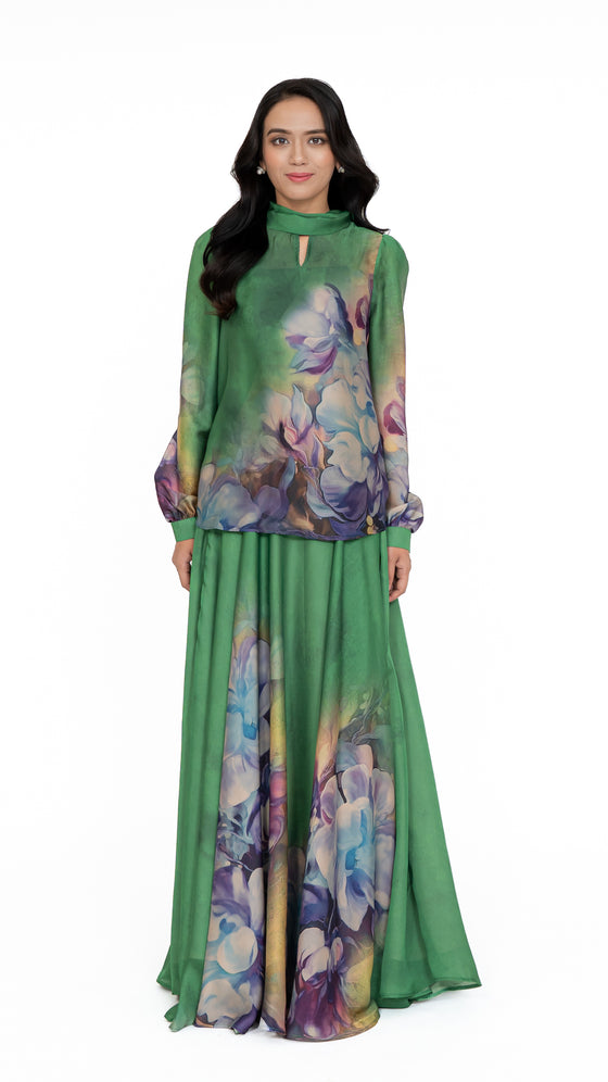 Elina Bow Top in Medium Green