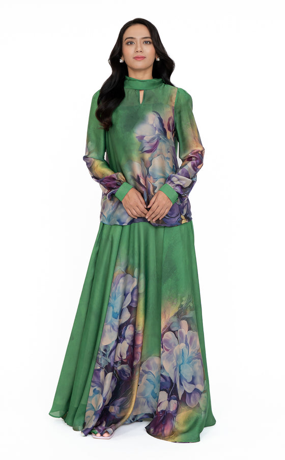 Elina Bow Top in Medium Green