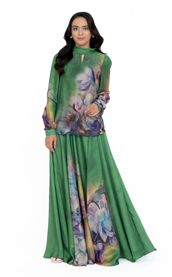 Elina Bow Top in Medium Green