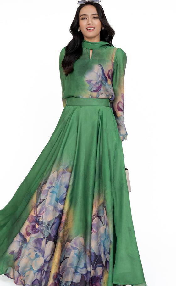 Elina Bow Top in Medium Green