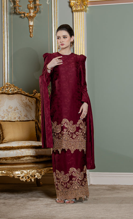 Divina Kurung in Merlot Red