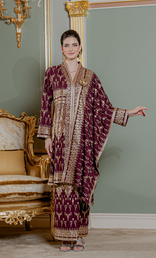 Serena Kebaya in Mahogany Red