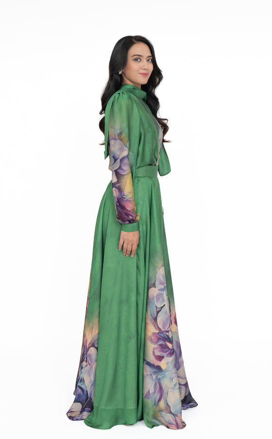 Elina Bow Top in Medium Green