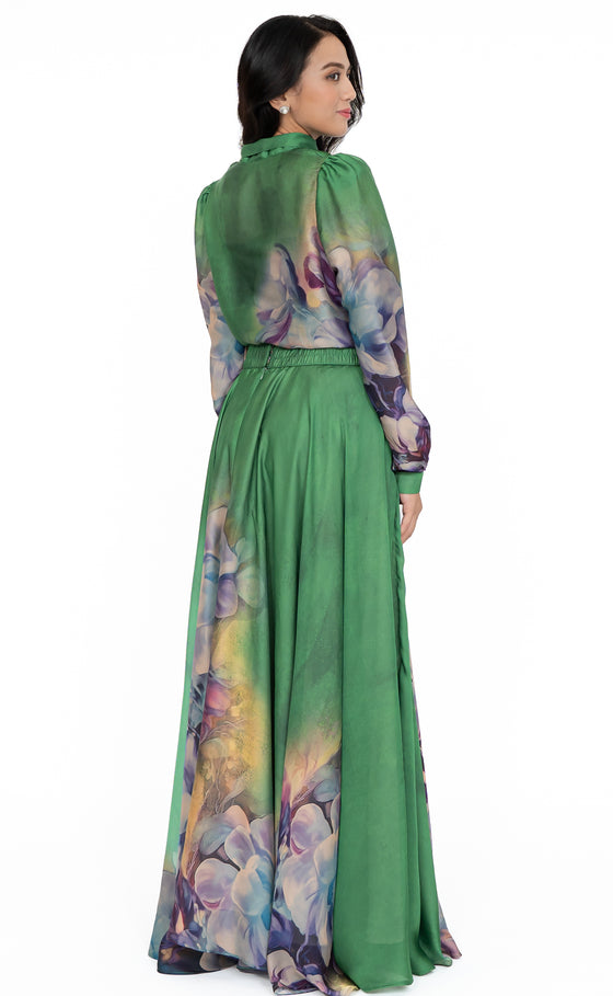 Elina Bow Top in Medium Green