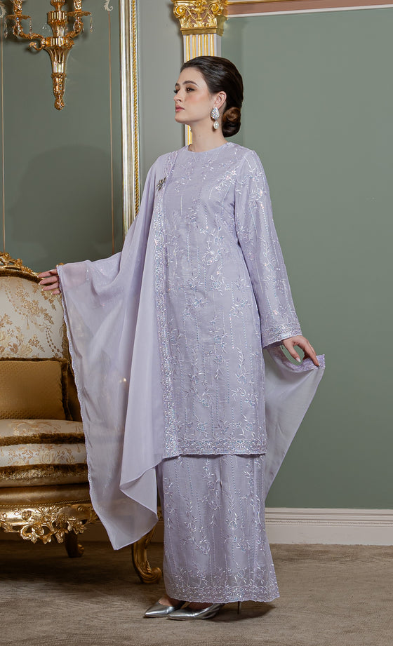 Gleam Kurung in Frosted Lilac