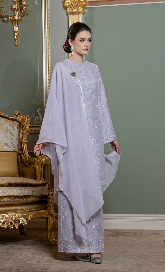 Gleam Kurung in Frosted Lilac