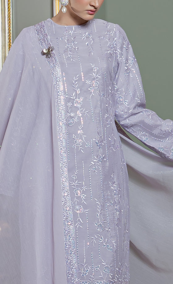 Gleam Kurung in Frosted Lilac