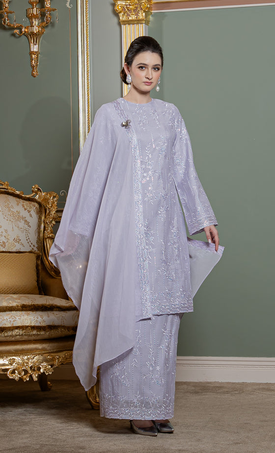 Gleam Kurung in Frosted Lilac