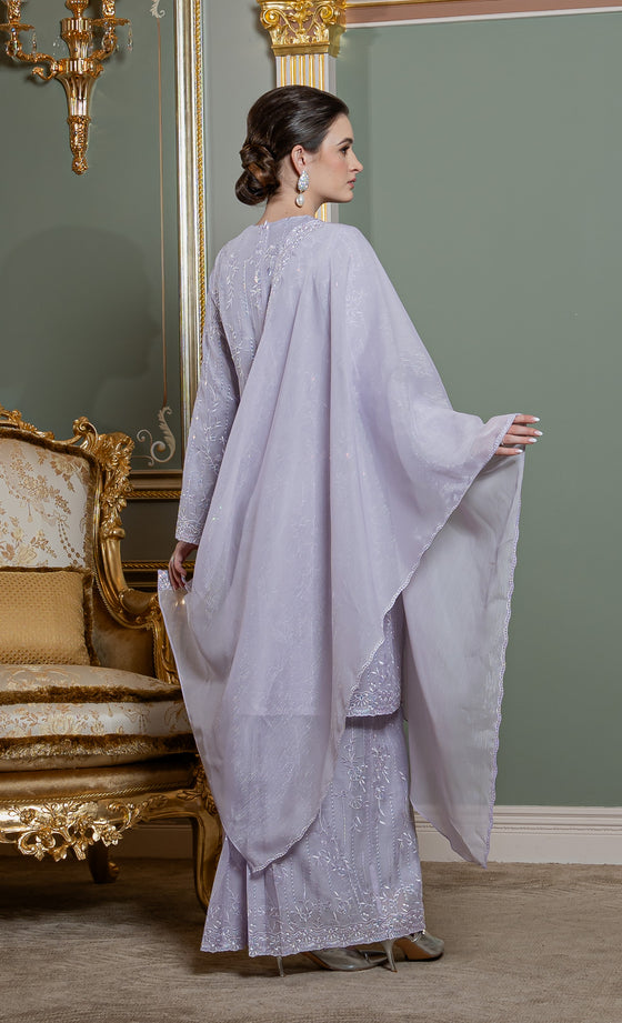 Gleam Kurung in Frosted Lilac