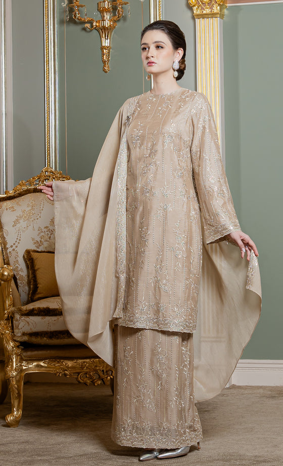 Gleam Kurung in Frosted Almond