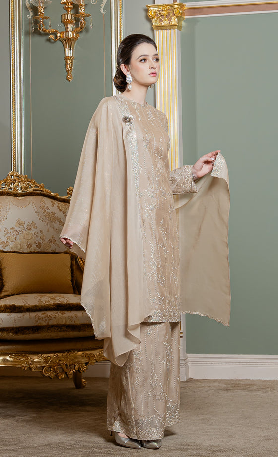 Gleam Kurung in Frosted Almond