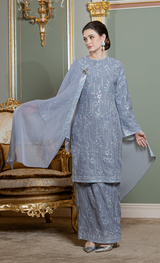 Gleam Kurung in Steel Grey
